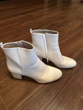 Gianni Bini White Ankle Booties with Block Heel